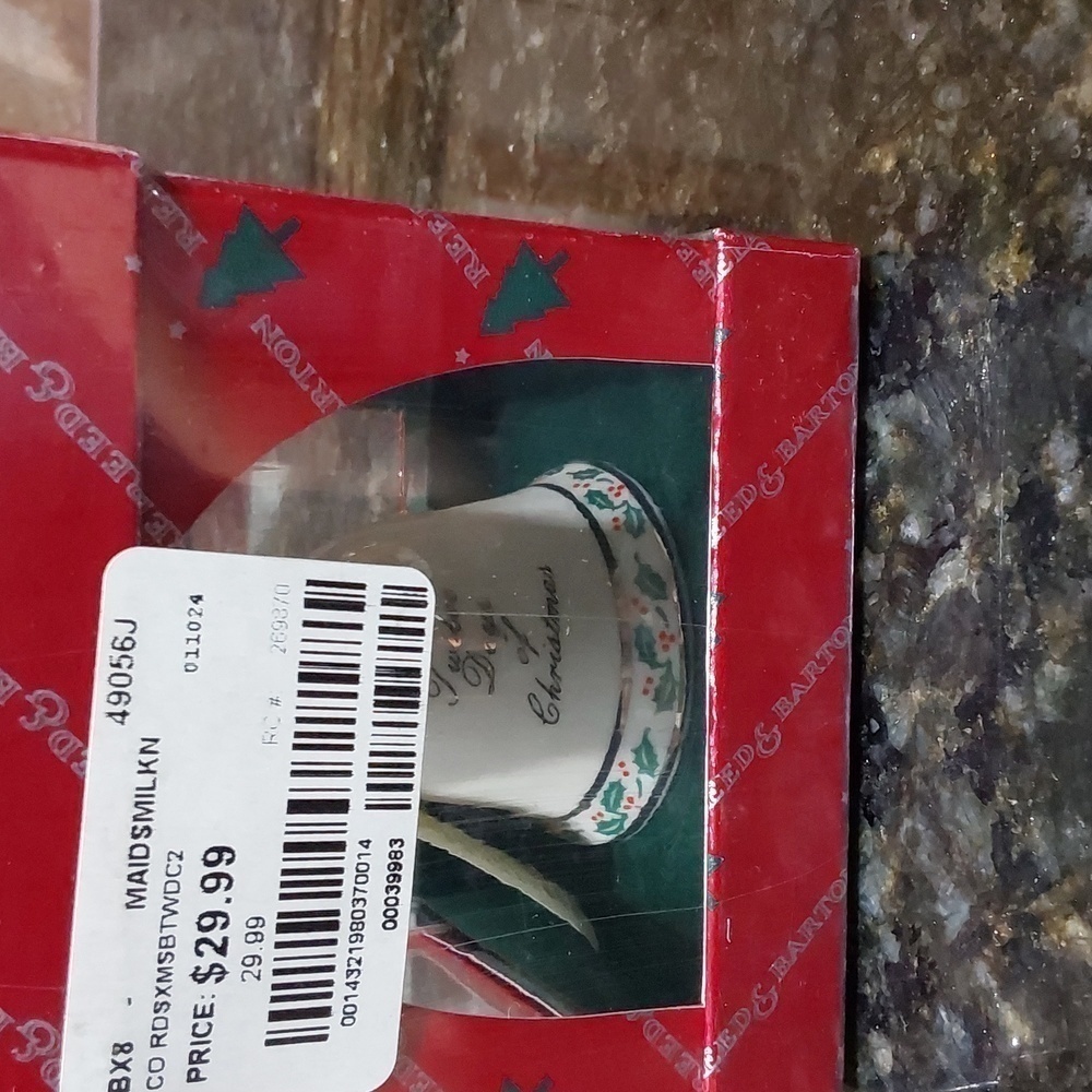 Nwt Vintage Reed & Barton  Ceramic Bell 12 Days Christmas Maids Milking Ornament